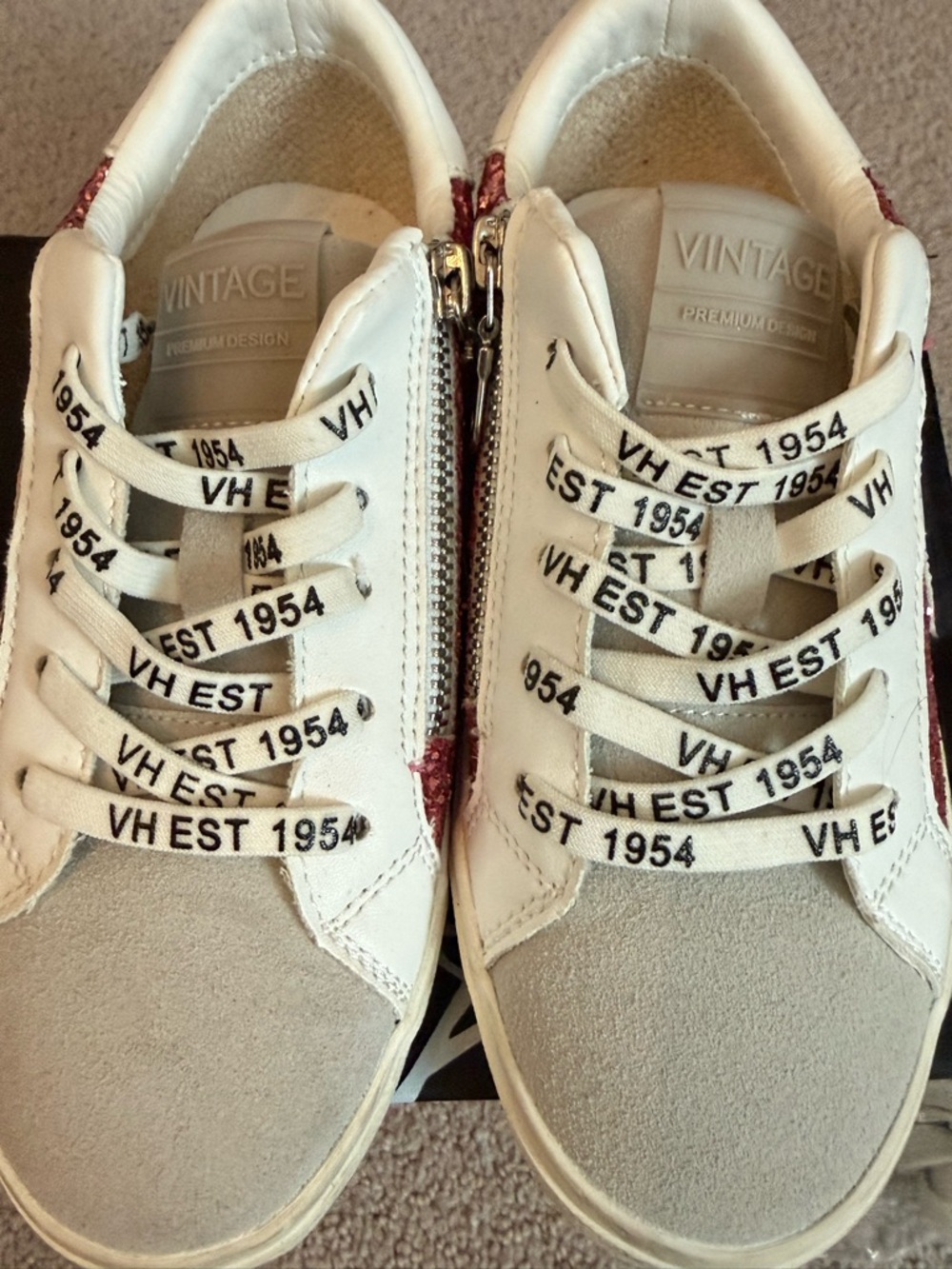 Girls Vintage Havana Gita Sneakers Pink Glitter / Gray / Star - Sz 2 1/2 - Picture 3 of 12